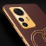 Vaku ® Xiaomi 12 Pro 5G Skylar Leather Pattern Gold Electroplated Soft TPU Back Cover