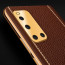 Vaku ® Vivo V19 Luxemberg Series Leather Stitched Gold Electroplated Soft TPU Back Cover