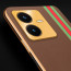Vaku ® Vivo Y22 Felix Line Leather Stitched Gold Electroplated Soft TPU Back Cover Case