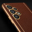 Vaku ® Samsung Galaxy A13 Luxemberg Leather Stitched Gold Electroplated Soft TPU Back Cover