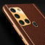 Vaku ® Samsung Galaxy A21s Luxemberg Leather Stitched Gold Electroplated Soft TPU Back Cover