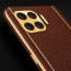 Vaku ® Oppo F17 Pro Luxemberg Series Leather Stitched Gold Electroplated Soft TPU Back Cover