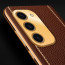Vaku ® Samsung Galaxy S23 Luxemberg Series Leather Stitched Gold Electroplated Soft TPU Back Cover
