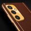 Vaku ® Samsung Galaxy A14 Luxemberg Series Leather Stitched Gold Electroplated Soft TPU Back Cover