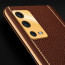 Vaku ® Oppo A55 Luxemberg Leather Stitched Gold Electroplated Soft TPU Back Cover