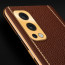 Vaku ® OnePlus Nord 2 Luxemberg Series Leather Stitched Gold Electroplated Soft TPU Back Cover
