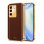 Vaku ® Vivo V27 5G Luxemberg Leather Pattern Gold Electroplated Soft TPU Back Cover