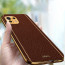 Vaku ® Xiaomi Mi 11 Lite Luxemberg Series Leather Stitched Gold Electroplated Soft TPU Back Cover