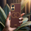 Vaku ® Oppo A78 5G Skylar Leather Pattern Gold Electroplated Soft TPU Back Cover