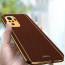 Vaku ® Redmi Note 10S Luxemberg Series Leather Stitched Gold Electroplated Soft TPU Back Cover