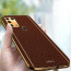 Vaku ® Samsung Galaxy M31 Luxemberg Series Leather Stitched Gold Electroplated Soft TPU Back Cover