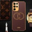 Vaku ® Samsung Galaxy S23 Ultra Skylar Leather Pattern Gold Electroplated Soft TPU Back Cover