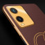 Vaku ® Vivo T1x Skylar Leather Pattern Gold Electroplated Soft TPU Back Cover