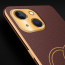 Vaku ® Apple iPhone 13 Skylar Leather Pattern Gold Electroplated Soft TPU Back Cover