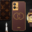 Vaku ® Vivo Y75 5G Skylar Leather Pattern Gold Electroplated Soft TPU Back Cover