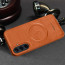 Vaku ® Samsung Galaxy A35 5G Maxtron Leather Stitched Magnetic Magsafe Non-Slip Grip Shockproof Back Cover
