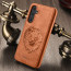 Vaku ® Samsung Galaxy S23 FE Lion Embossed Luxury Designer Leather Protective Back Cover Case