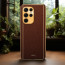 Vaku ® Samsung Galaxy S23 Ultra Luxemberg Series Leather Stitched Gold Electroplated Soft TPU Back Cover