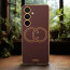Vaku ® Samsung Galaxy A55 5G Skylar Leather Pattern Gold Electroplated Soft TPU Back Cover