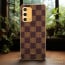Vaku ® Oppo A74 Cheron Leather Stitched Gold Electroplated Soft TPU Back Cover