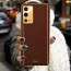 Vaku ® 2In1 Combo Oppo A55 Luxemberg Leather Stitched Gold Electroplated Case with 9H Shatterproof Tempered Glass