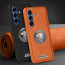 Vaku ® Samsung Galaxy S25 Plus Regal Shield Metal Lion Engraved Leather Protective Back Cover