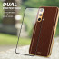 Vaku ® 2In1 Combo OnePlus Nord CE Luxemberg Leather Stitched Gold Electroplated Case with 9H Shatterproof Tempered Glass