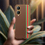 Vaku ® Vivo Y17s Felix Line Leather Stitched Gold Electroplated Soft TPU Back Cover Case
