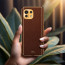 Vaku ® Xiaomi Mi 11 Lite Luxemberg Series Leather Stitched Gold Electroplated Soft TPU Back Cover