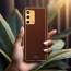 Vaku ® Oppo A74 Luxemberg Leather Stitched Gold Electroplated Soft TPU Back Cover