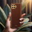 Vaku ® Oppo F17 Pro Luxemberg Series Leather Stitched Gold Electroplated Soft TPU Back Cover