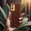 Vaku ® OnePlus 9 Luxemberg Series Leather Stitched Gold Electroplated Soft TPU Back Cover