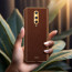 Vaku ® OnePlus 8 Luxemberg Series Leather Stitched Gold Electroplated Soft TPU Back Cover