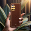 Vaku ® OnePlus 8T Luxemberg Leather Stitched Gold Electroplated Soft TPU Back Cover