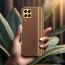 Vaku ® Samsung Galaxy M33 5G Felix Line Leather Stitched Gold Electroplated Soft TPU Back Cover Case