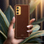 Vaku ® Samsung Galaxy A14 Luxemberg Series Leather Stitched Gold Electroplated Soft TPU Back Cover