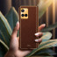 Vaku ® Vivo Y21 Luxemberg Series Leather Stitched Gold Electroplated Soft TPU Back Cover