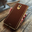 Vaku ® OnePlus 7 Luxemberg Leather Stitched Gold Electroplated Soft TPU Back Cover