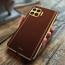 Vaku ® Oppo F17 Pro Luxemberg Series Leather Stitched Gold Electroplated Soft TPU Back Cover
