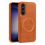 Vaku ® Samsung Galaxy S23 Maxtron Leather Stitched Magnetic Magsafe Non-Slip Grip Shockproof Back Cover