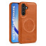 Vaku ® Samsung Galaxy A34 5G Maxtron Leather Stitched Magnetic Magsafe Non-Slip Grip Shockproof Back Cover