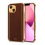 Vaku ® For Apple iPhone 13 Luxemberg Series Leather Stitched Gold Electroplated Soft TPU Back Cover