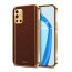 Vaku ® OnePlus 9R Luxemberg Series Leather Stitched Gold Electroplated Soft TPU Back Cover