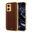 Vaku ® Oppo Reno7 5G Luxemberg Series Leather Stitched Gold Electroplated Soft TPU Back Cover