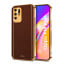 Vaku ® Oppo F19 Pro Plus 5G Luxemberg Series Leather Stitched Gold Electroplated Soft TPU Back Cover