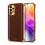Vaku ® Samsung Galaxy A73 5G Luxemberg Series Leather Stitched Gold Electroplated Soft TPU Back Cover