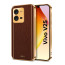 Vaku ® Vivo V25 Luxemberg Series Leather Stitched Gold Electroplated Soft TPU Back Cover