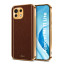 Vaku ® Xiaomi Mi 11 Lite Luxemberg Series Leather Stitched Gold Electroplated Soft TPU Back Cover