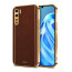 Vaku ® Oppo F15 Luxemberg Series Leather Stitched Gold Electroplated Soft TPU Back Cover