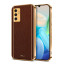 Vaku ® Vivo Y75 4G Luxemberg Series Leather Stitched Gold Electroplated Soft TPU Back Cover